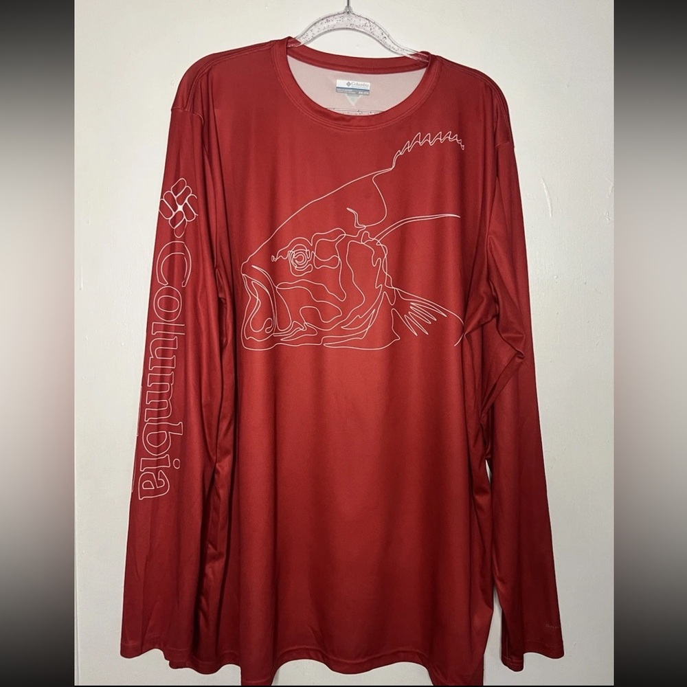 Columbia Men's Red Long Sleeve Shirt PFG